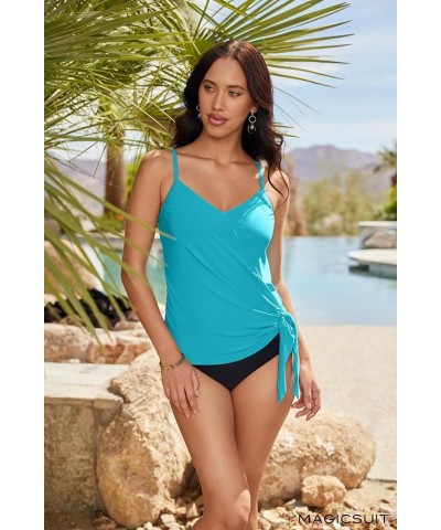 Women's Solid Alex V-Neck Tankini Top with Underwire Bra and Adjustable Straps Pacific $53.71 Swimsuits