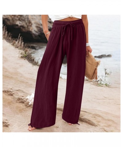 Wide Leg Pants for Women 2023 Summer Drawstring High Waist Loose Long Lounge Palazzo Pant Trousers with Pocket A09_red $5.65 ...