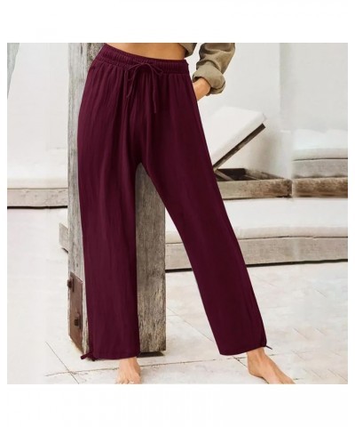 Wide Leg Pants for Women 2023 Summer Drawstring High Waist Loose Long Lounge Palazzo Pant Trousers with Pocket A09_red $5.65 ...