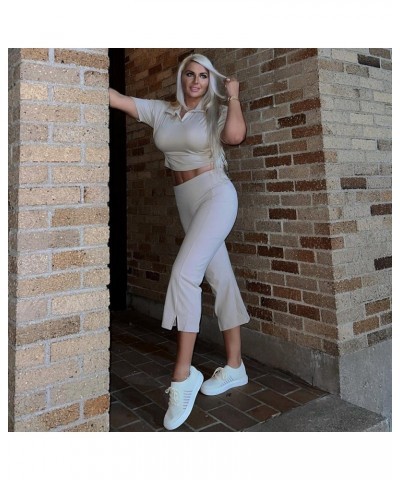 Bootcut Yoga Pants for Women Capri with Pockets High Waisted Casual Work Khaki $13.12 Pants