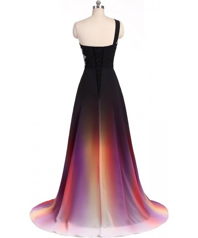 Women's One Shoulder Ombre Long Evening Prom Dress Wedding Party Gowns Black Royalblue $38.64 Dresses