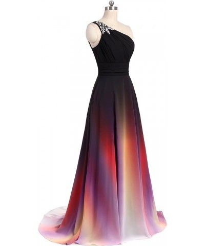 Women's One Shoulder Ombre Long Evening Prom Dress Wedding Party Gowns Black Royalblue $38.64 Dresses