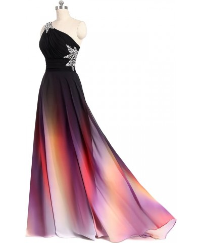 Women's One Shoulder Ombre Long Evening Prom Dress Wedding Party Gowns Black Royalblue $38.64 Dresses