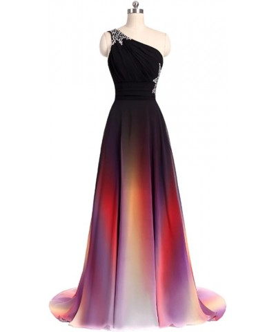 Women's One Shoulder Ombre Long Evening Prom Dress Wedding Party Gowns Black Royalblue $38.64 Dresses