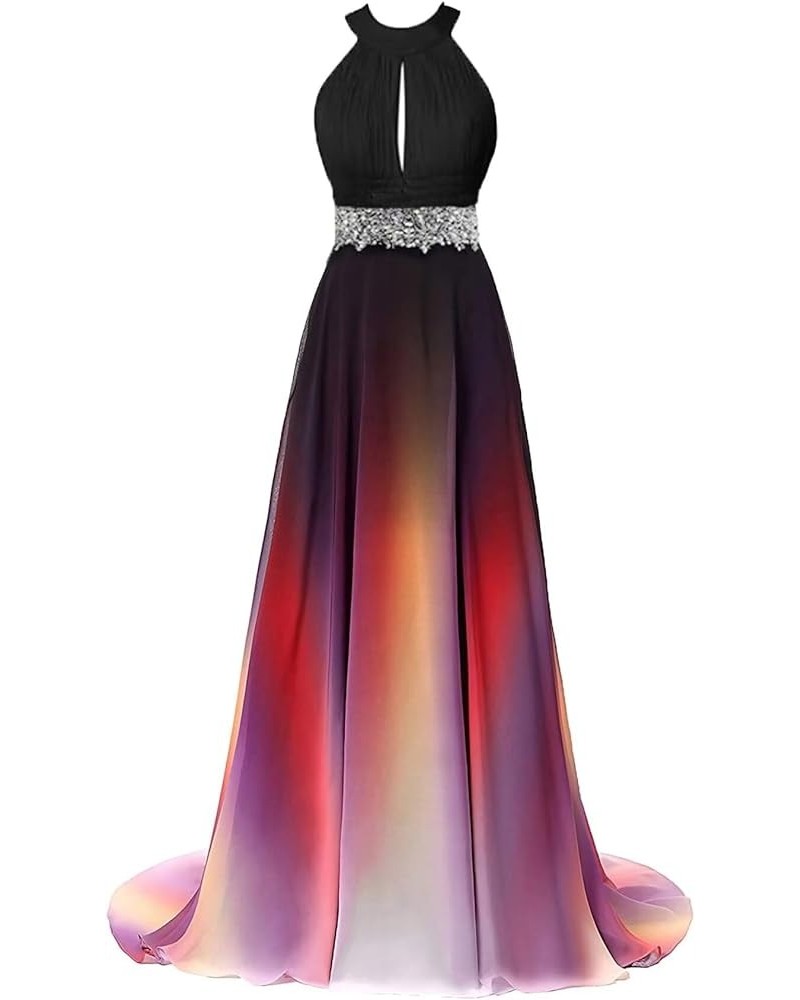 Women's Ombre Chiffon Bridesmaid Dresses Long Sequins Beaded Prom Party Dress for Juniors Plus Style G-multicolor $31.34 Dresses