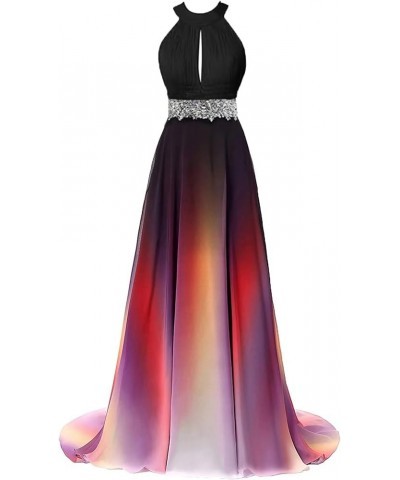 Women's Ombre Chiffon Bridesmaid Dresses Long Sequins Beaded Prom Party Dress for Juniors Plus Style G-multicolor $31.34 Dresses