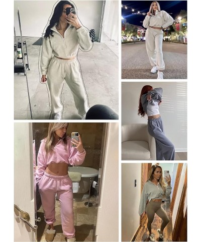 Sweat Suits for Womens 2 Piece,Long Sleeve Half Zip Crop Sweatshirt Jogger Pants Lounge Sets with Pockets Sweatsuits_blue $11...