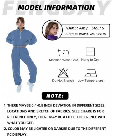 Sweat Suits for Womens 2 Piece,Long Sleeve Half Zip Crop Sweatshirt Jogger Pants Lounge Sets with Pockets Sweatsuits_blue $11...