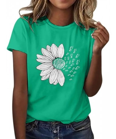 Women's T Shirts Short Sleeve Tees Sunflower Graphic Loose Summer Tops St Patricks Day Shirts for Women A3-green $18.87 Activ...