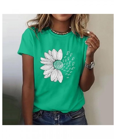 Women's T Shirts Short Sleeve Tees Sunflower Graphic Loose Summer Tops St Patricks Day Shirts for Women A3-green $18.87 Activ...