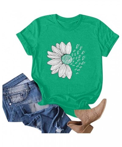 Women's T Shirts Short Sleeve Tees Sunflower Graphic Loose Summer Tops St Patricks Day Shirts for Women A3-green $18.87 Activ...