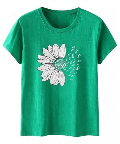 Women's T Shirts Short Sleeve Tees Sunflower Graphic Loose Summer Tops St Patricks Day Shirts for Women A3-green $18.87 Activ...