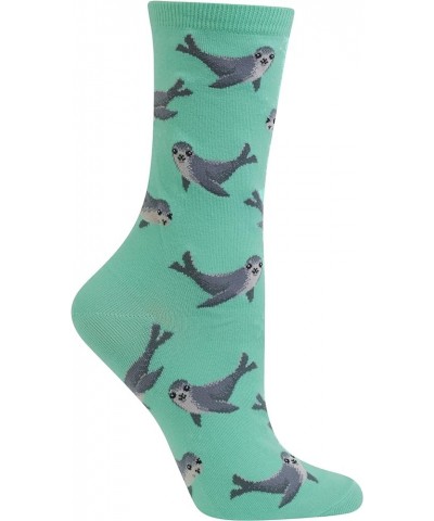 Women's Novelty Geometric Pattern Crew Sea Lion (Mint) $6.61 Socks