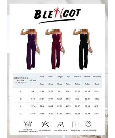 Sleeveless Velvet Jumpsuits For Women V Neck Spaghetti Straps Wide Leg Long Pants Dressy Rompers Winter Overalls S-XL Velvet ...