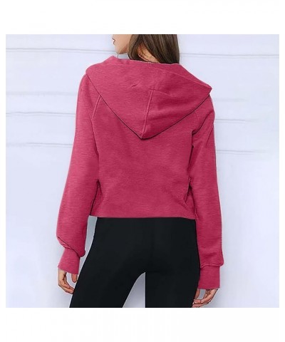 Women's Half Zip Oversized Sweatshirts 2023 Fall Fashion Long Sleeve Pullover Sweaters Casual Hoodies with Pockets A01 Red $1...