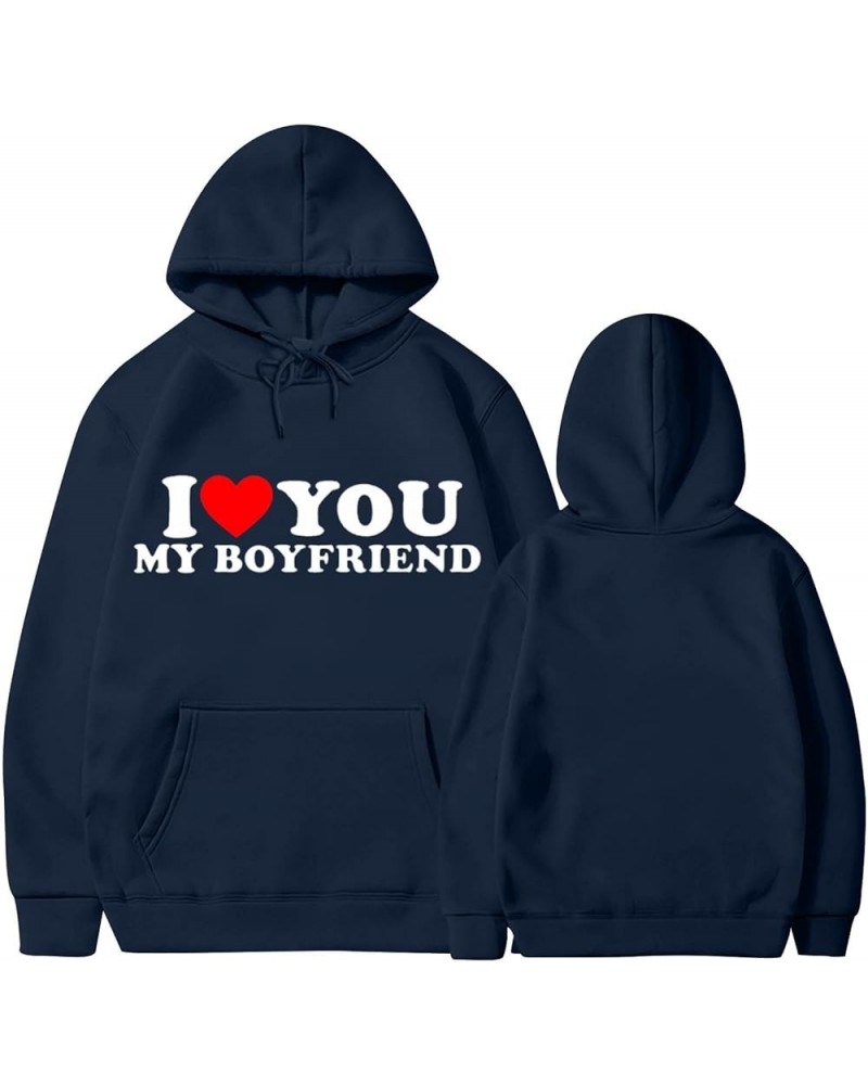 I Love You My Girlfriend Hoodie Heart Print Matching Hoodies for Couples I Love You My Boyfriend Sweatshirt with Pocket Women...