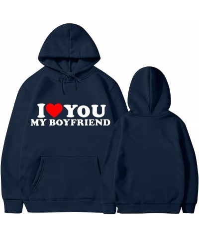 I Love You My Girlfriend Hoodie Heart Print Matching Hoodies for Couples I Love You My Boyfriend Sweatshirt with Pocket Women...