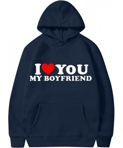 I Love You My Girlfriend Hoodie Heart Print Matching Hoodies for Couples I Love You My Boyfriend Sweatshirt with Pocket Women...