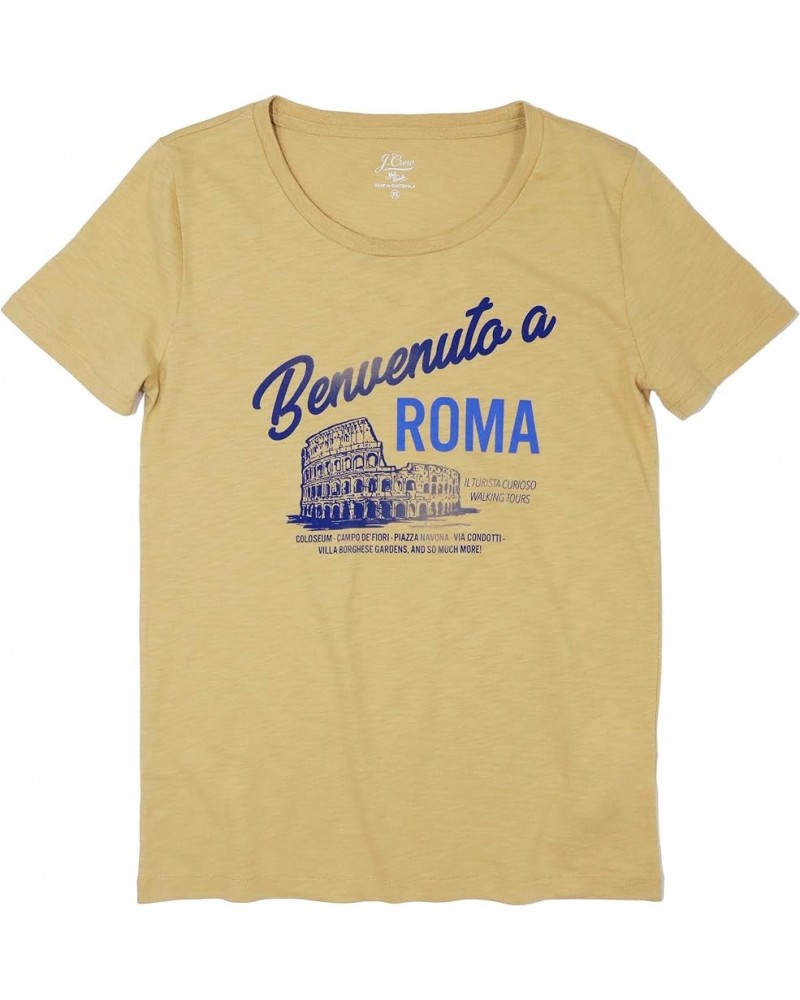 J.Crew Women's Short Sleeve Graphic T-Shirt Golden Mushroom Benvenuto a Roma $10.99 T-Shirts