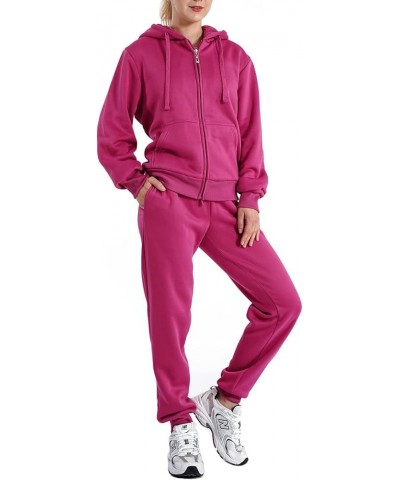 Track Suits for Women Set Sherpa lined Casual 2 Piece Outfits Sweatsuit Fuchsia 1 $27.13 Activewear