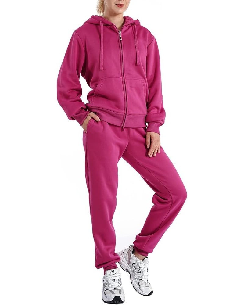 Track Suits for Women Set Sherpa lined Casual 2 Piece Outfits Sweatsuit Fuchsia 1 $27.13 Activewear