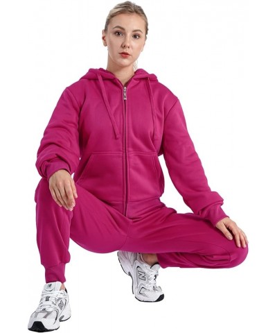 Track Suits for Women Set Sherpa lined Casual 2 Piece Outfits Sweatsuit Fuchsia 1 $27.13 Activewear