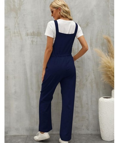 Overalls for Women Loose Fit Adjustable Strap Drawstring Cotton Overalls Jumpsuits Navyblue $12.75 Overalls