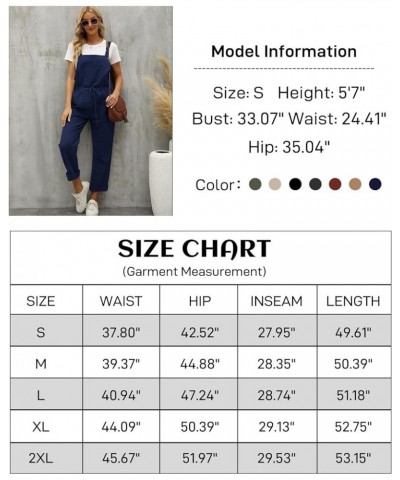 Overalls for Women Loose Fit Adjustable Strap Drawstring Cotton Overalls Jumpsuits Navyblue $12.75 Overalls