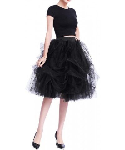 Women's Short Knee Length Ruffles Party Tulle Skirt Orange $24.79 Skirts