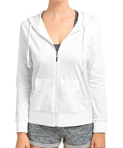 Women's Lightweight Cotton Blend Long Sleeve Zip Up Thin Hoodie Jacket Mint $24.44 Activewear