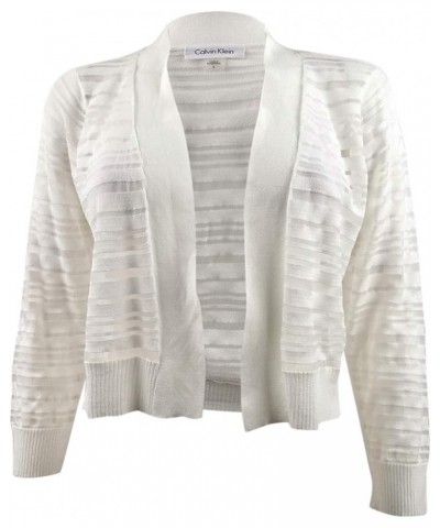 Women's Long Sleeve Cardigan Shrug White Sheer Knit $14.15 Sweaters