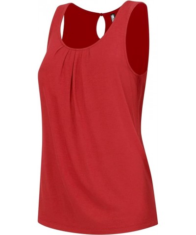 Women's Summer Sleeveless Pleated Back Closure Casual Tank Tops Wt2315_red $12.29 Tanks