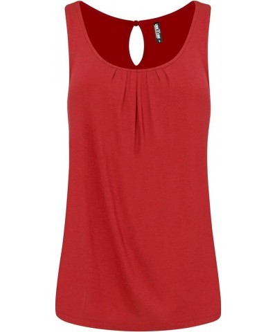 Women's Summer Sleeveless Pleated Back Closure Casual Tank Tops Wt2315_red $12.29 Tanks