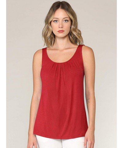 Women's Summer Sleeveless Pleated Back Closure Casual Tank Tops Wt2315_red $12.29 Tanks