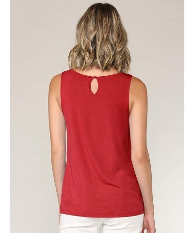 Women's Summer Sleeveless Pleated Back Closure Casual Tank Tops Wt2315_red $12.29 Tanks