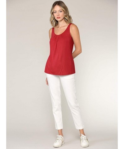 Women's Summer Sleeveless Pleated Back Closure Casual Tank Tops Wt2315_red $12.29 Tanks