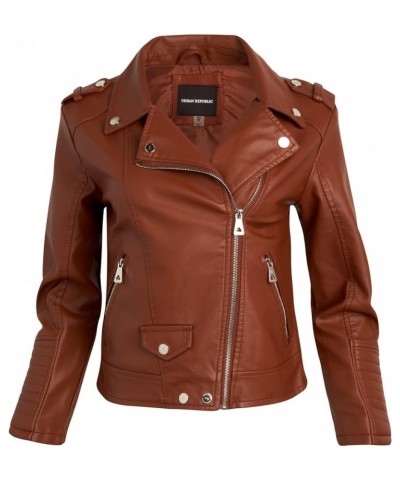 Women's Leather Jackets, Faux Motorcycle Moto Biker Coat Short Lightweight Vegan Pleather Fashion Luggage $20.64 Coats