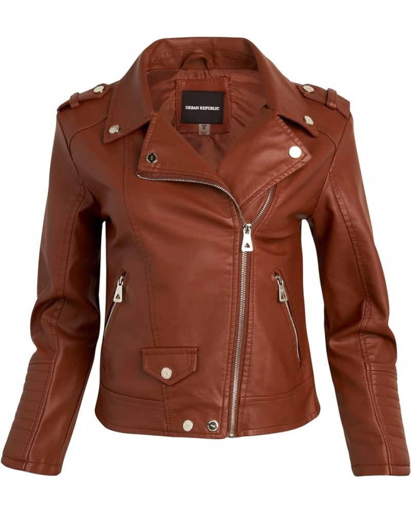 Women's Leather Jackets, Faux Motorcycle Moto Biker Coat Short Lightweight Vegan Pleather Fashion Luggage $20.64 Coats