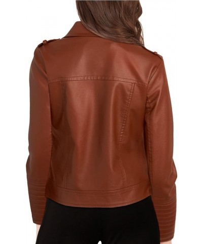 Women's Leather Jackets, Faux Motorcycle Moto Biker Coat Short Lightweight Vegan Pleather Fashion Luggage $20.64 Coats