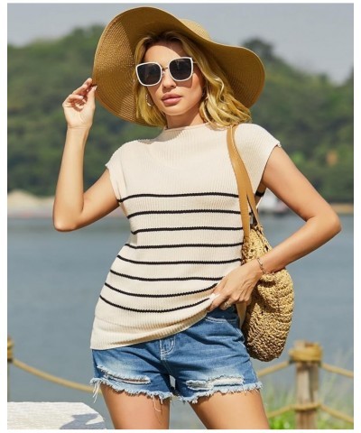 Women's Sweater Vest Mock Neck Oversized Sweaters Sleeveless Vests Casual Cap Sleeve Knit Cotton Tank Tops Apricot $13.74 Swe...