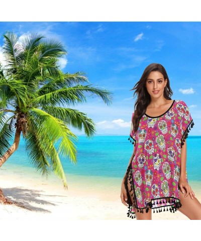 Chic Pattern Women's Stylish Fashion Chiffon Tassel Beach Bikini Swimwear Bathing Suit Cover up Pink $12.00 Swimsuits