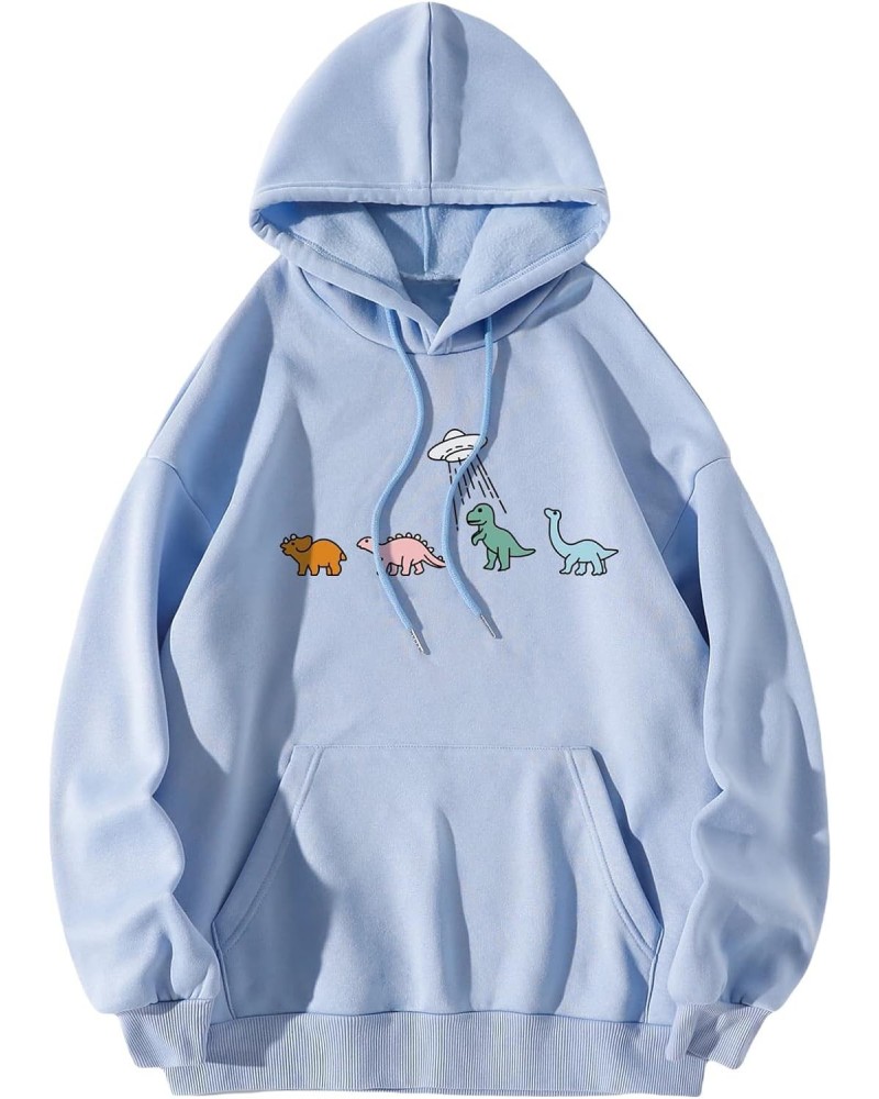 Women Casual Fashion California Hoodie Los Angeles Pullover Drawstring Graphic Sweatshirt Blue Cartoon Dinosaur XL $16.20 Hoo...