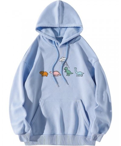 Women Casual Fashion California Hoodie Los Angeles Pullover Drawstring Graphic Sweatshirt Blue Cartoon Dinosaur XL $16.20 Hoo...