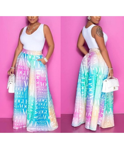 Casual Palazzo Pants for Women Lounge Pants Wide Leg Trousers Women Skirt Pants with Elastic Waistband 9399 Pinkblue $21.72 P...