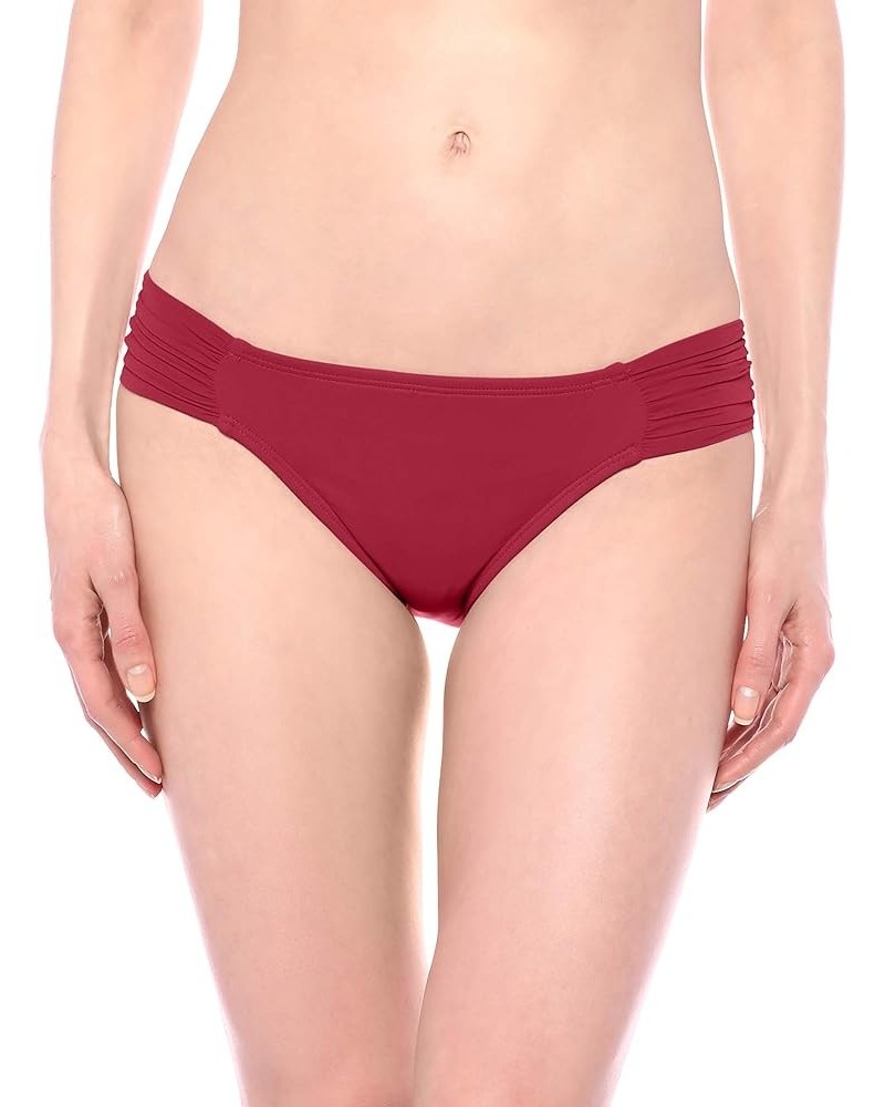 Women's Standard Island Goddess Side Shirred Hipster Swimsuit Bottom Wine $10.85 Swimsuits