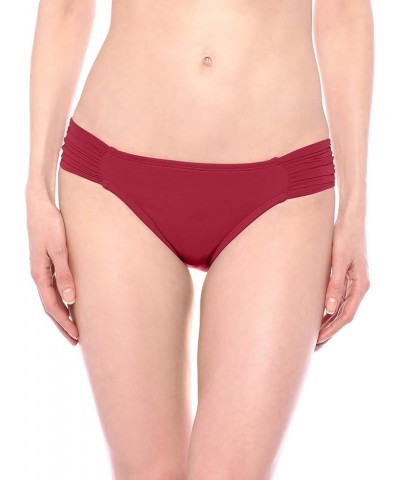 Women's Standard Island Goddess Side Shirred Hipster Swimsuit Bottom Wine $10.85 Swimsuits