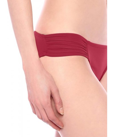 Women's Standard Island Goddess Side Shirred Hipster Swimsuit Bottom Wine $10.85 Swimsuits