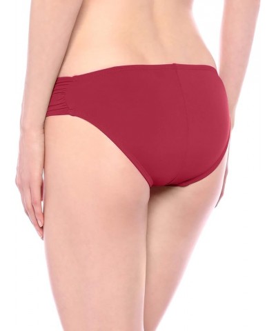 Women's Standard Island Goddess Side Shirred Hipster Swimsuit Bottom Wine $10.85 Swimsuits