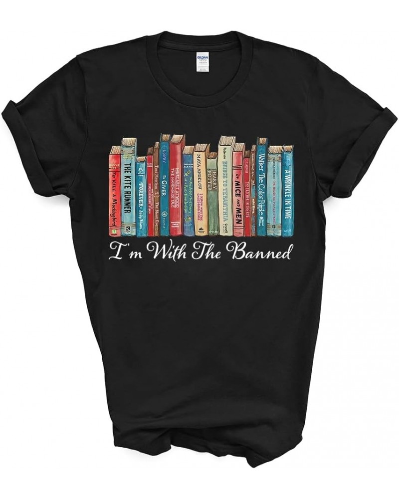 I'm with The Banned Shirt Books Shirt I Read Banned Books Lovers T-Shirt Librarian Shirt Black $11.96 T-Shirts