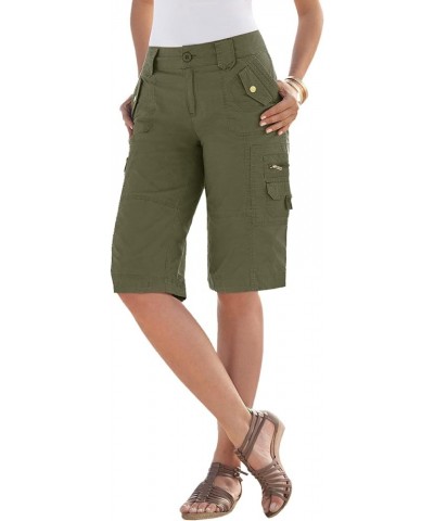 Women's Plus Size Cargo Shorts Dark Olive Green $26.00 Shorts